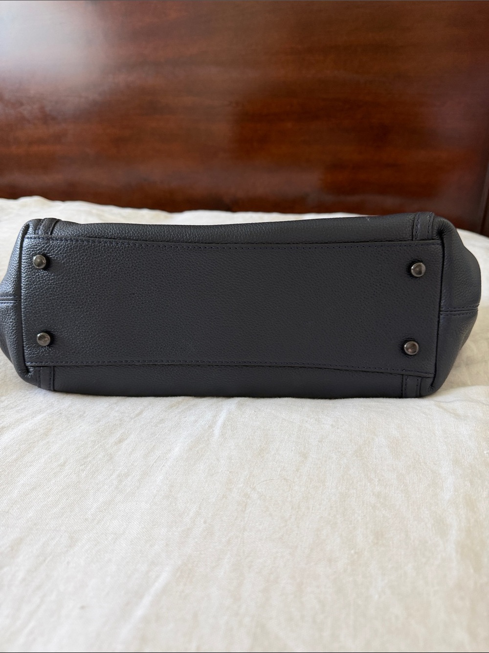 Coach Pebbled Leather Shoulder Tote in Midnight Blue - Picture 9 of 9